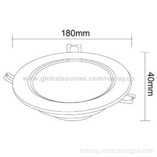 12W Ceiling Light, >0.95 Power Factor, Isolated Driver, 12-24V DC or 85-265V AC, CE Mark